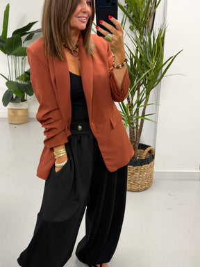 Ruched Sleeve Blazer - Rust (Std sizes)