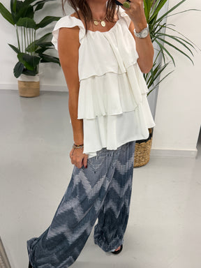 ZigZag Plisse Summer Trouser - Grey