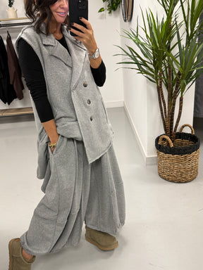 The Deluxe Weekend Collection Deluxe Asymmetric Wasitcoat  - Marl Grey