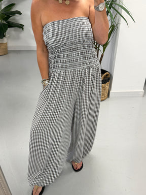 PRE ORDER The Gingham Balloon Leg Jumpsuit- Black