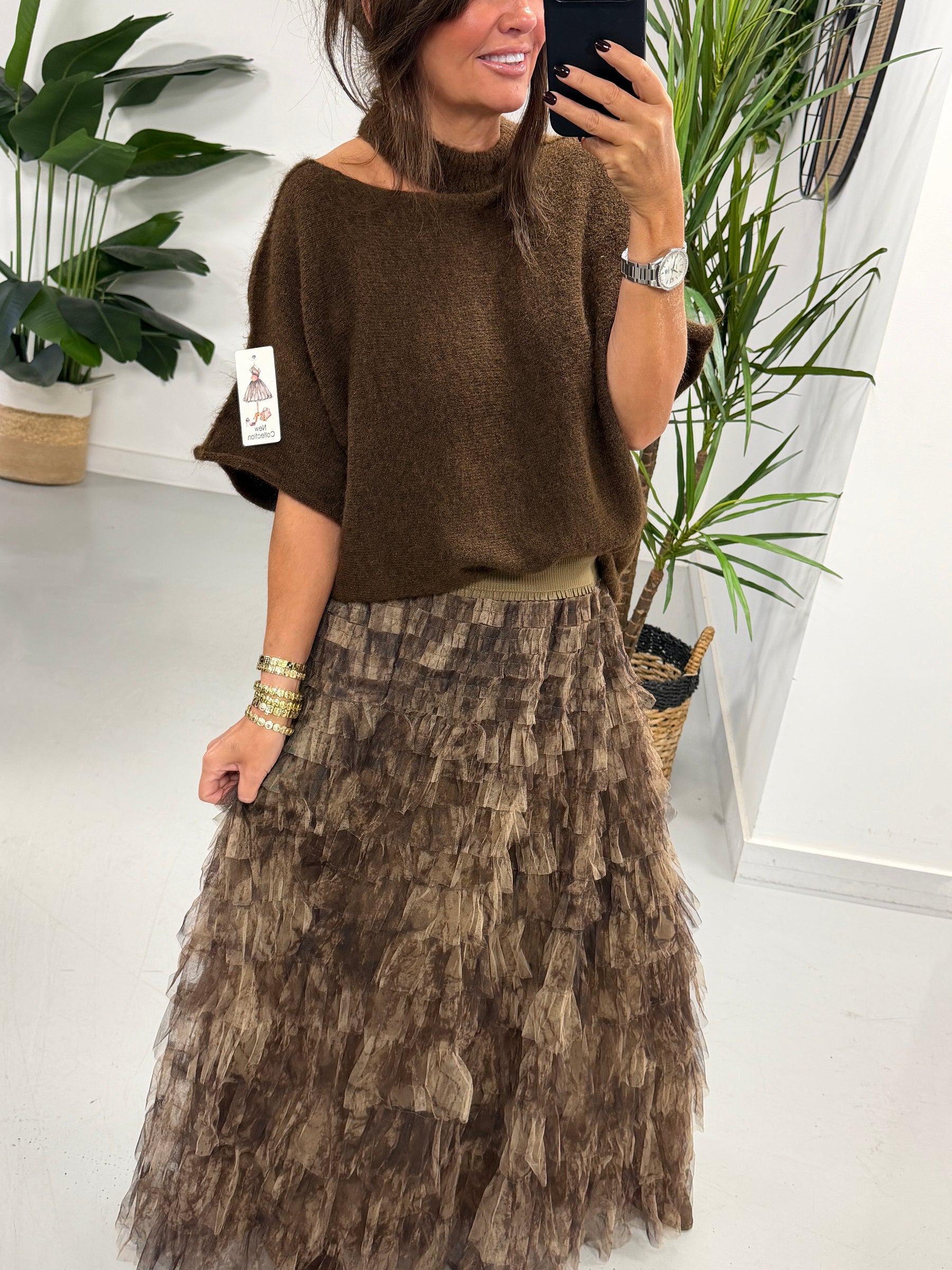 The Manhattan Tiered Tulle Skirt - Chocolate (Size 12-20)