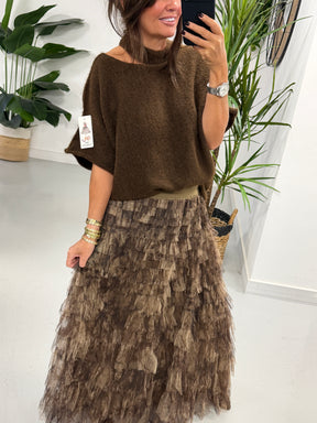 The Manhattan Tiered Tulle Skirt - Chocolate (Size 12-20)