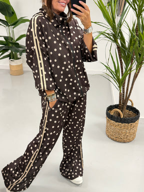 The Polka Stripe Jogger - Chocolate/Cream