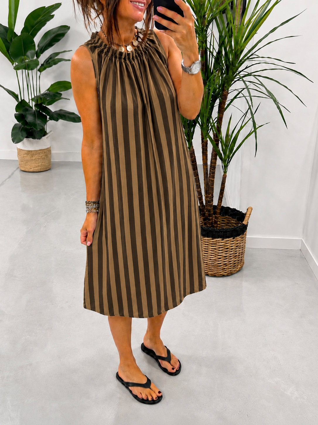 Sugar Rush Ruched Neck Dress - Chocolate