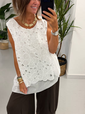 Willow Bloom Layered Tunic - White