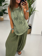 Reverse Collar Embroidered Tunic - Khaki
