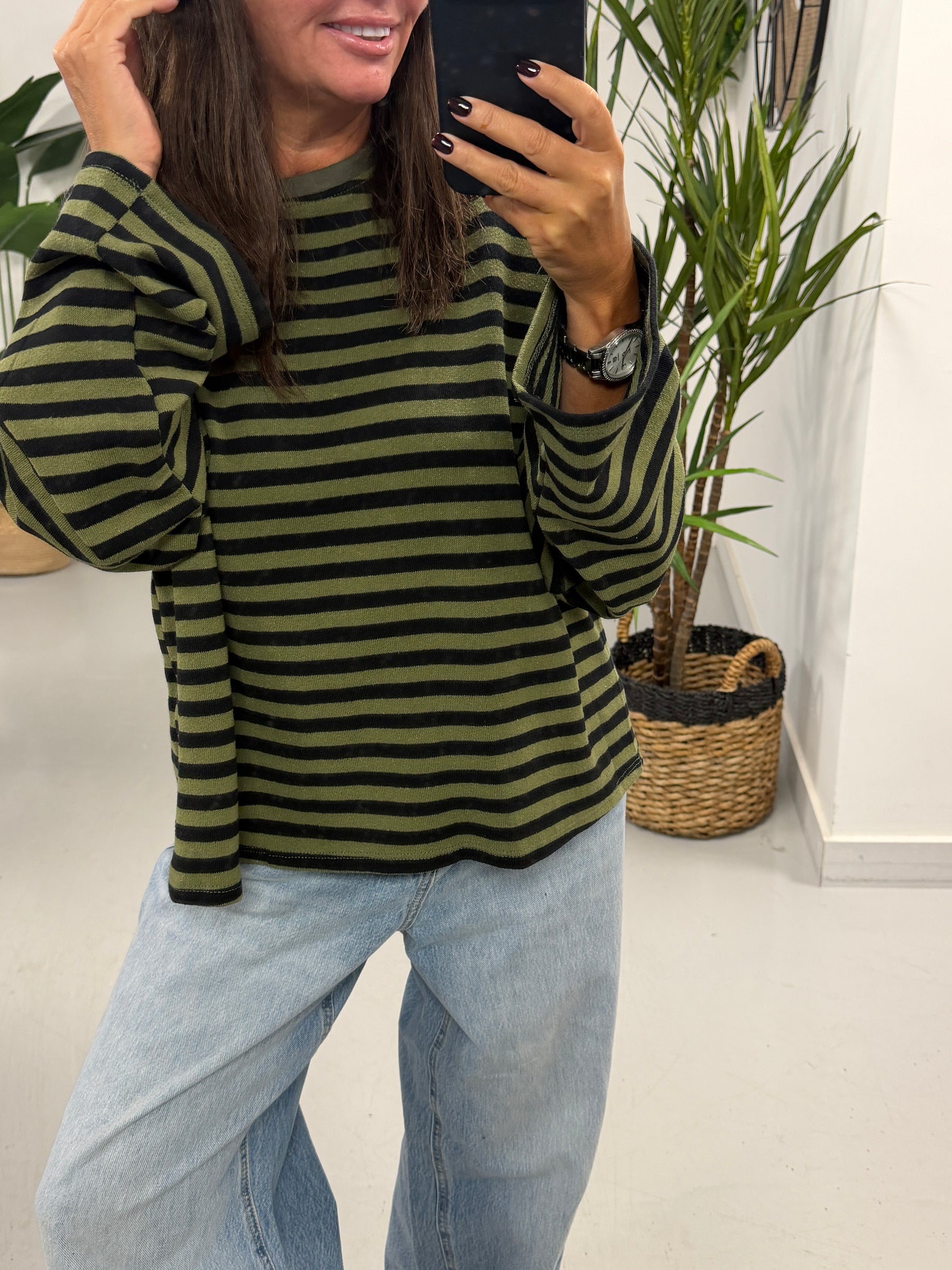 The Weekend Chill Stripe - Khaki/Black (Special Buy No Return) Size 10 - 16