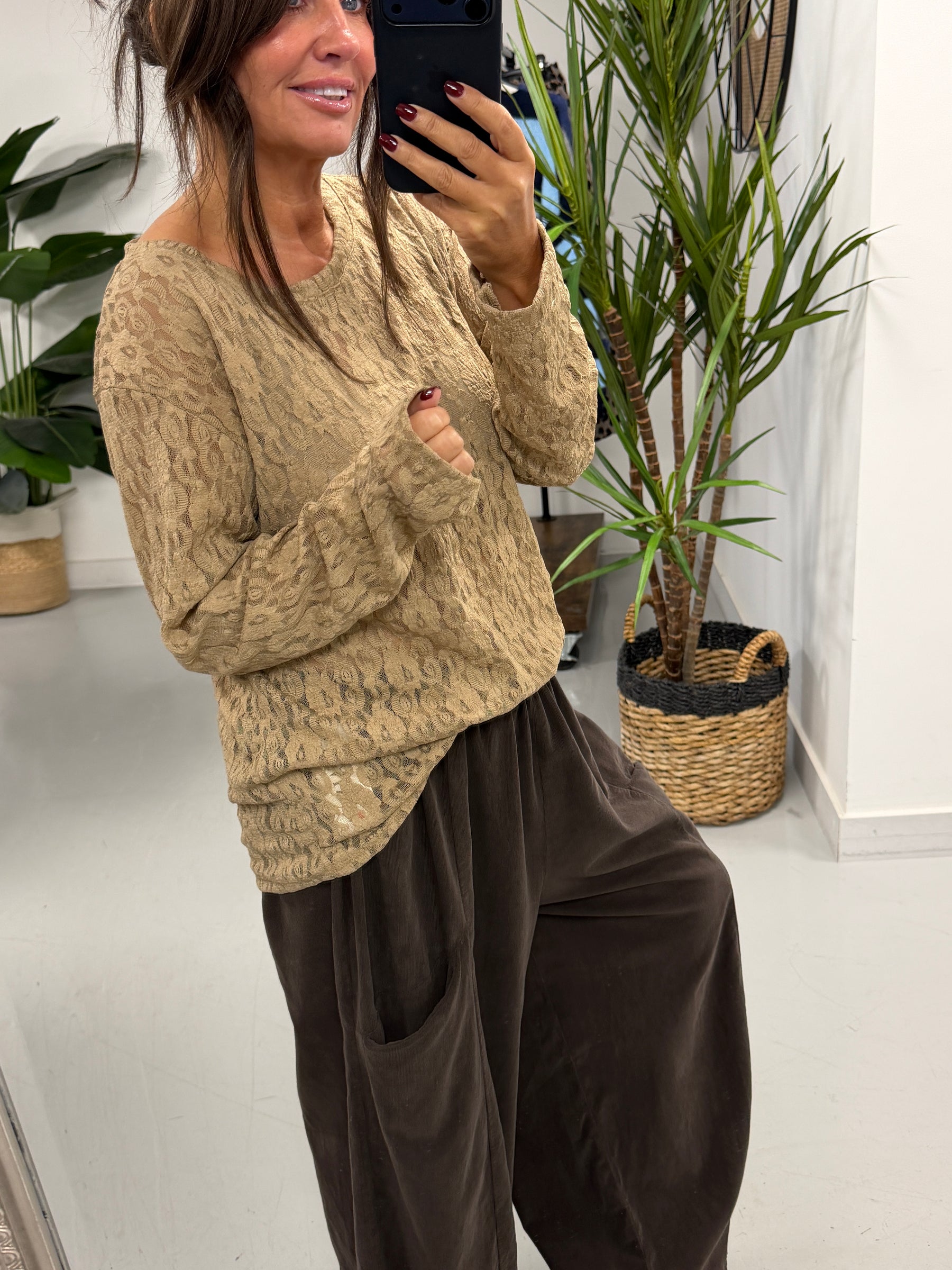 The Lace Mesh - Camel (Size 12-18)