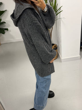 Slouchy Hooded Cardigan - Grey (Size 10-16)
