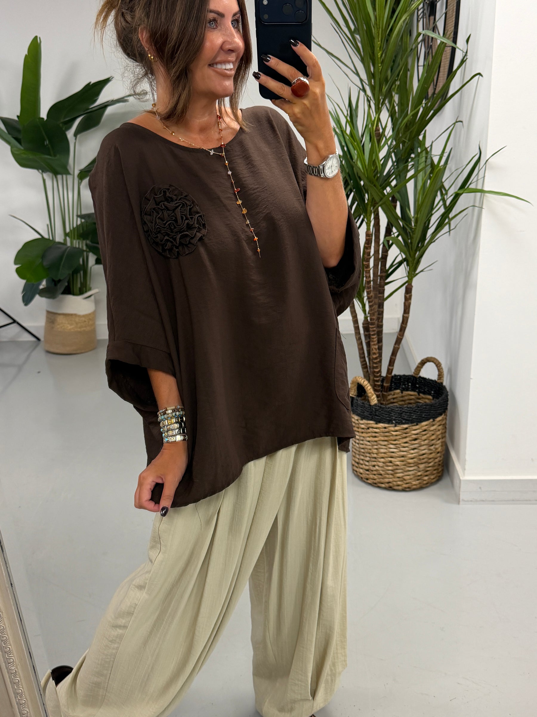 Roxie Pocket Tunic - Chocolate