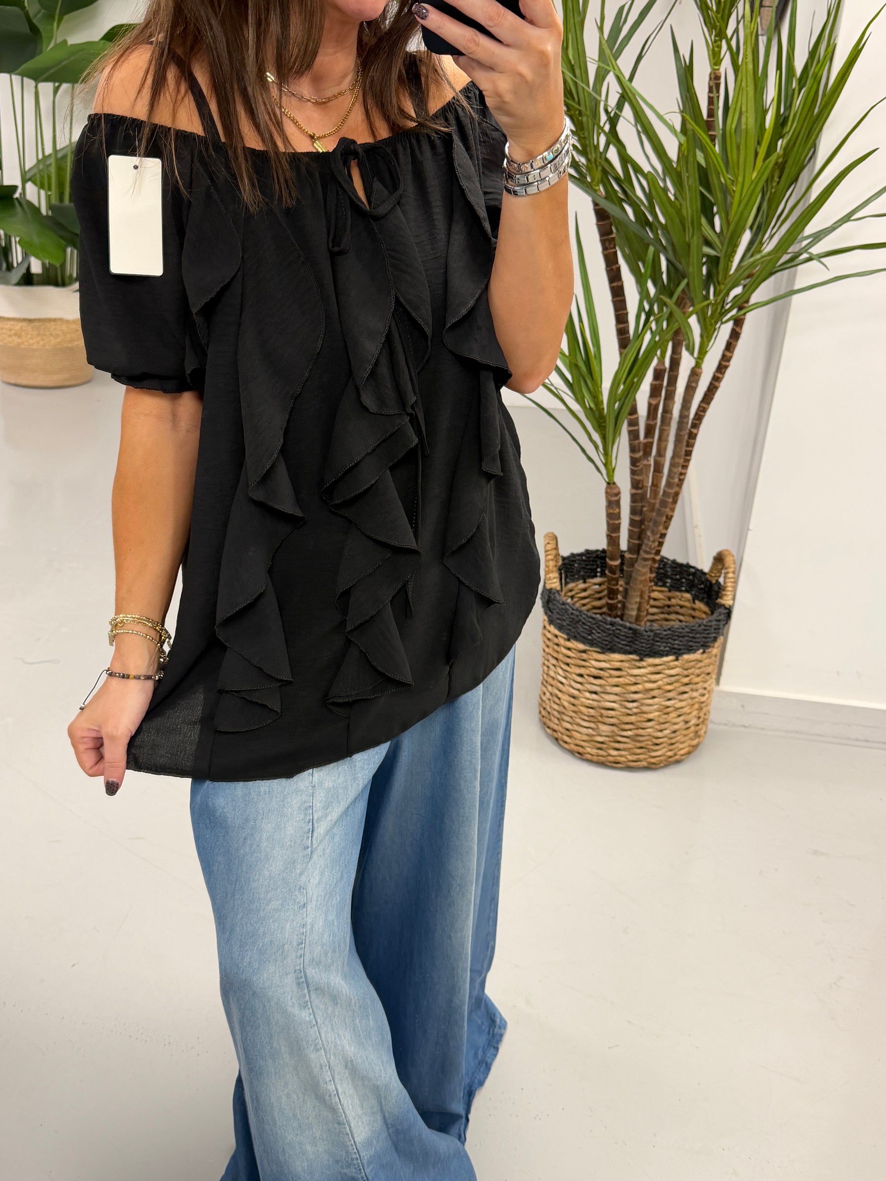 Summer Waterfall Blouse - Black