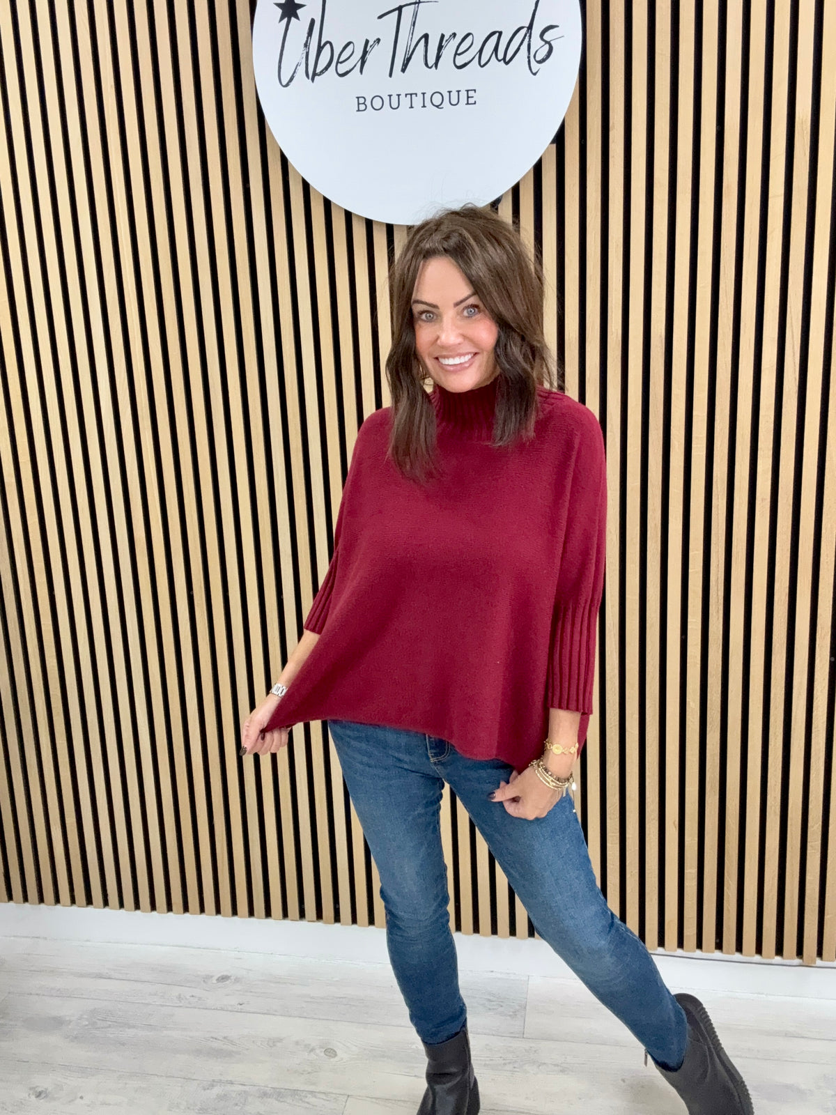 Crop Sleeve Knit - Mulberry