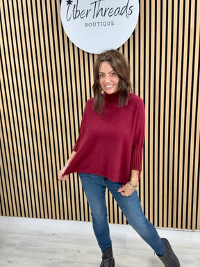 Crop Sleeve Knit - Mulberry
