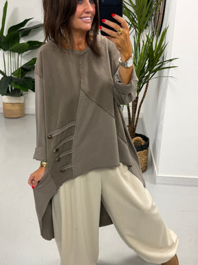 Mixed Military High Low- Taupe
