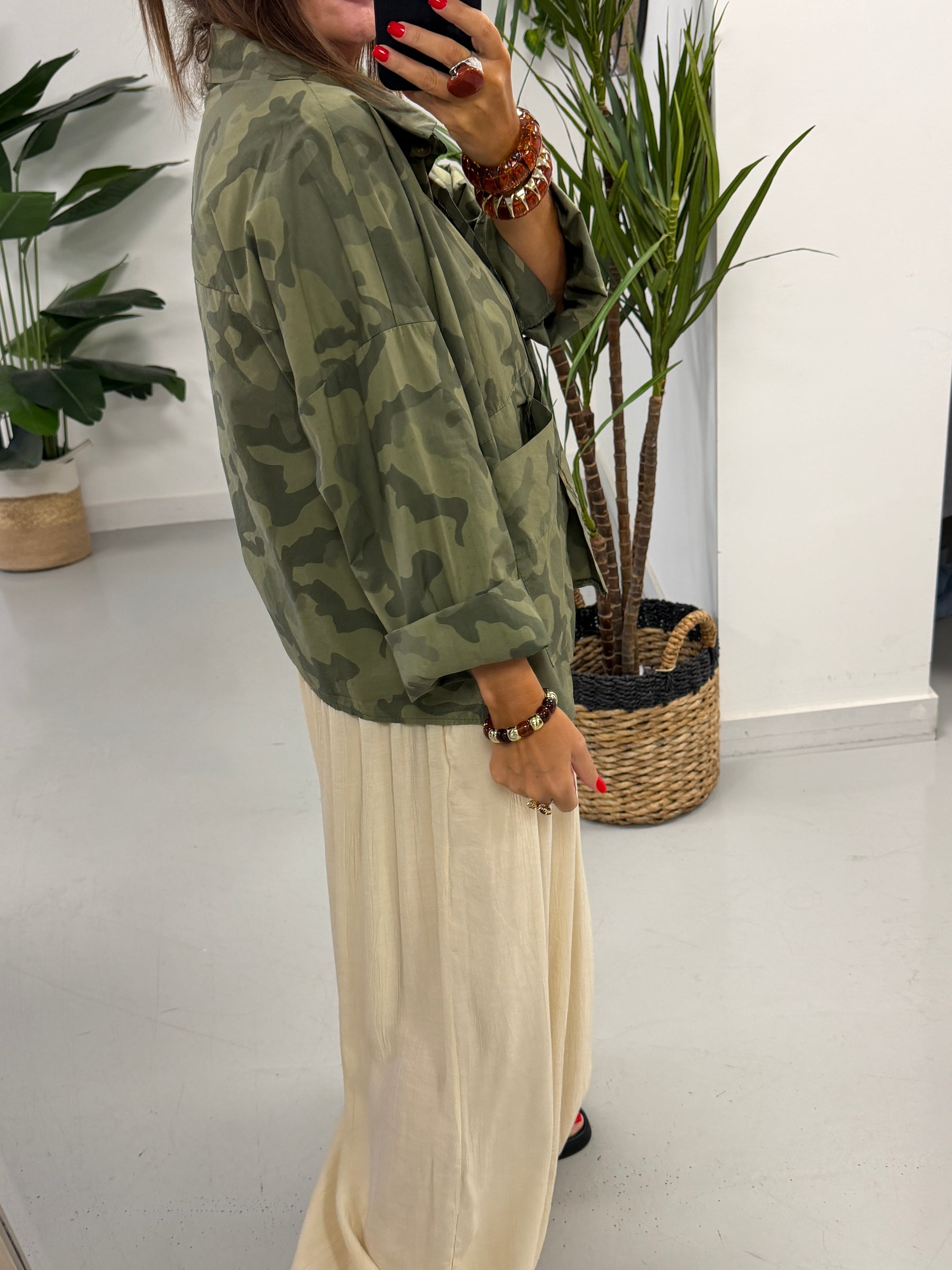 The Retro Camo Shacket - Mid Khaki