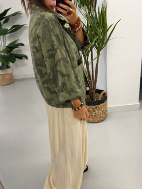 The Retro Camo Shacket - Mid Khaki