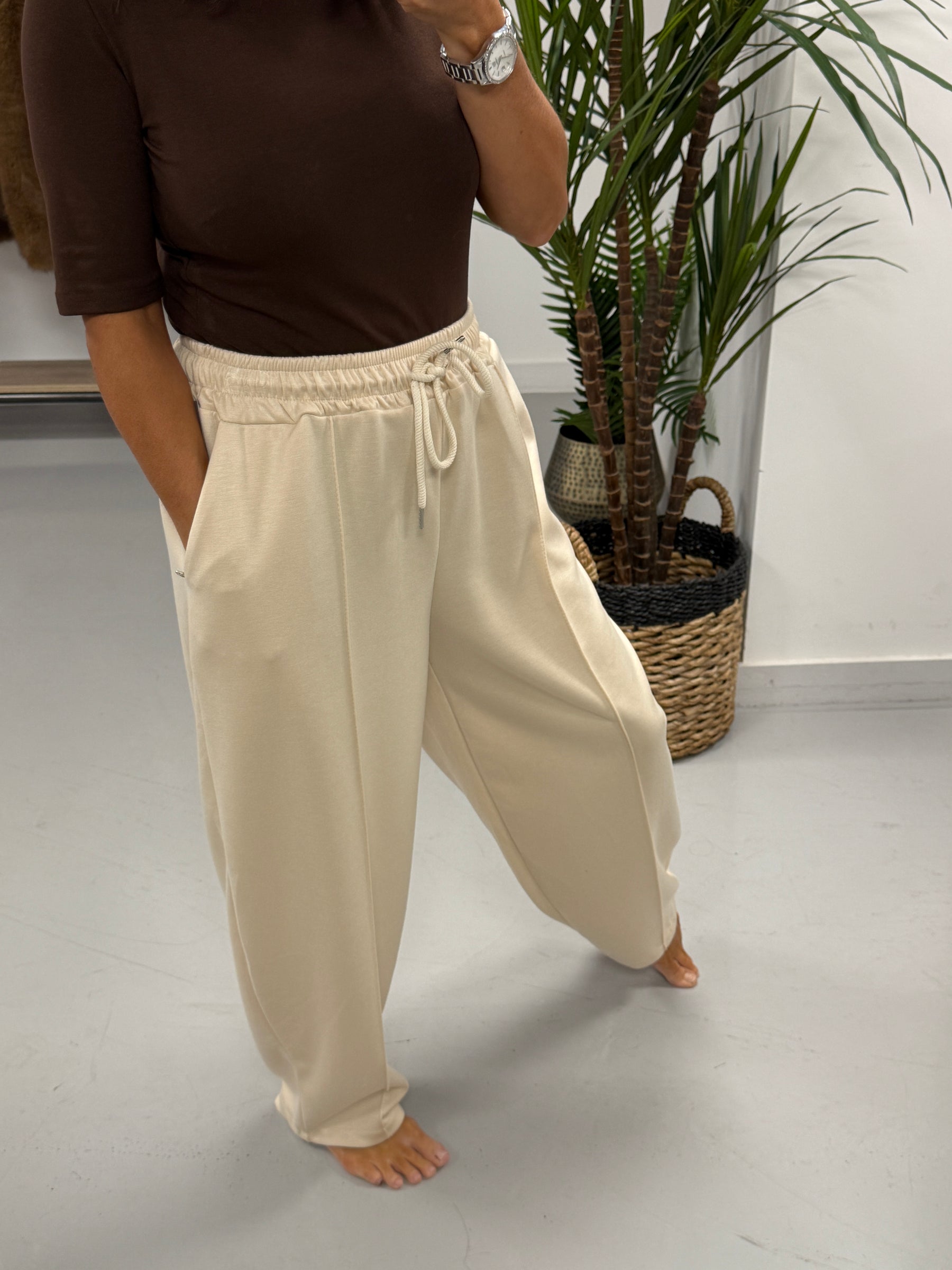 Tapered Leg Seam Jogger (plus) - Cream