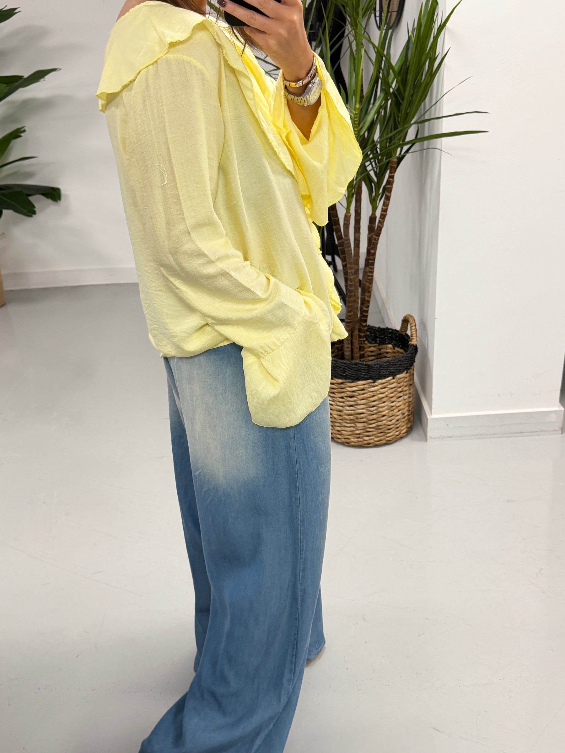 Ibiza Frill Blouse - Lemon