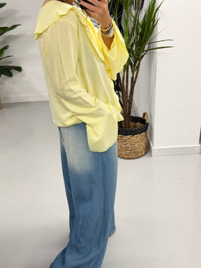 Ibiza Frill Blouse - Lemon