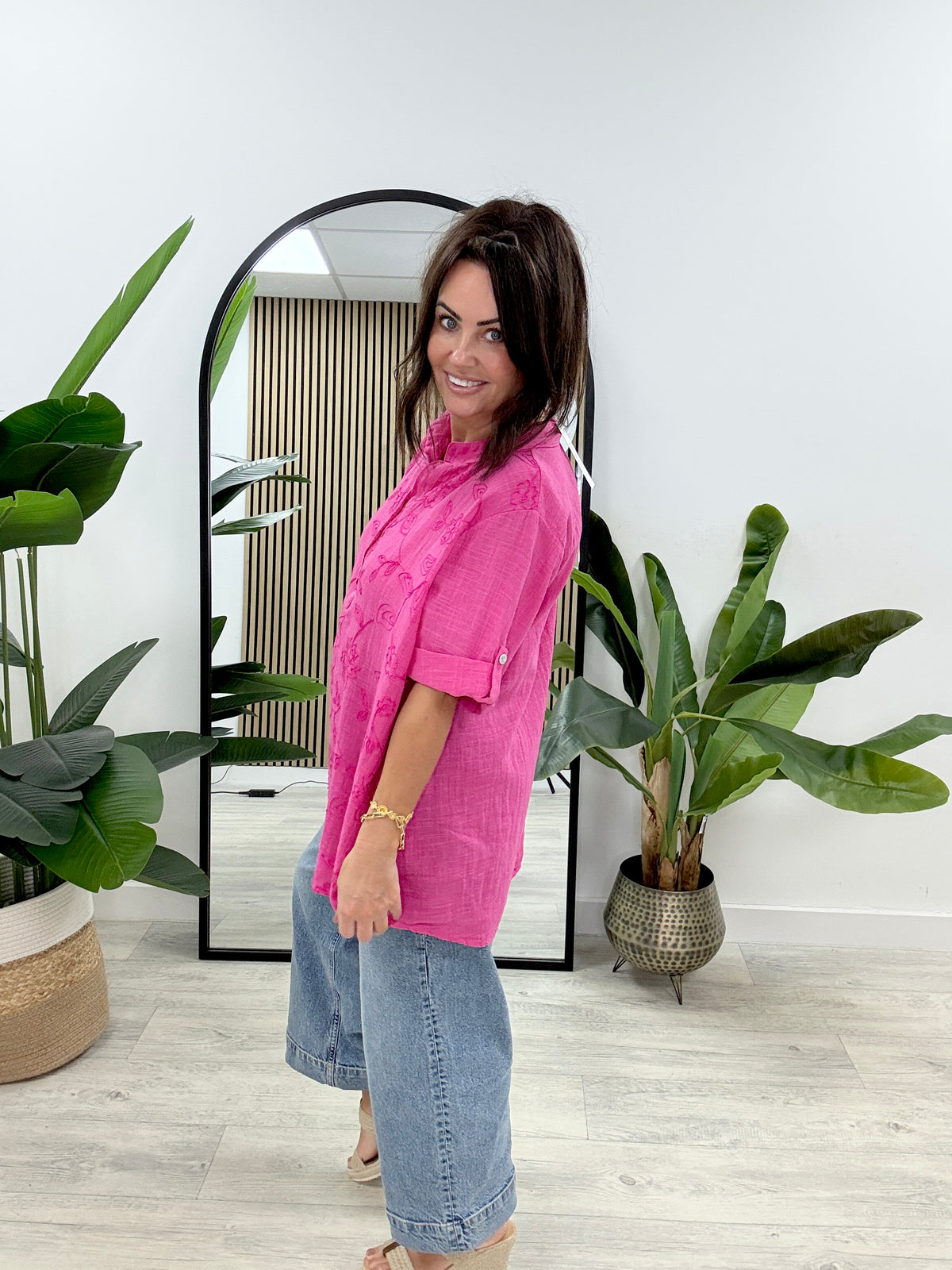 The Flora Button Tunic - Cerise