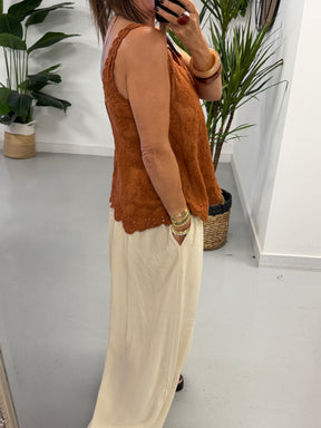 Cotton Patterned Vest - Rust