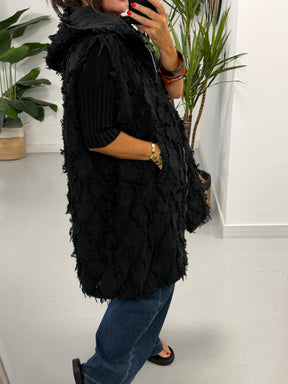Shelby Shaggy Hooded Gilet Black