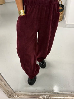 The Charleston Cord Pocket Barrel Trousers - Wine (Size 12-18)