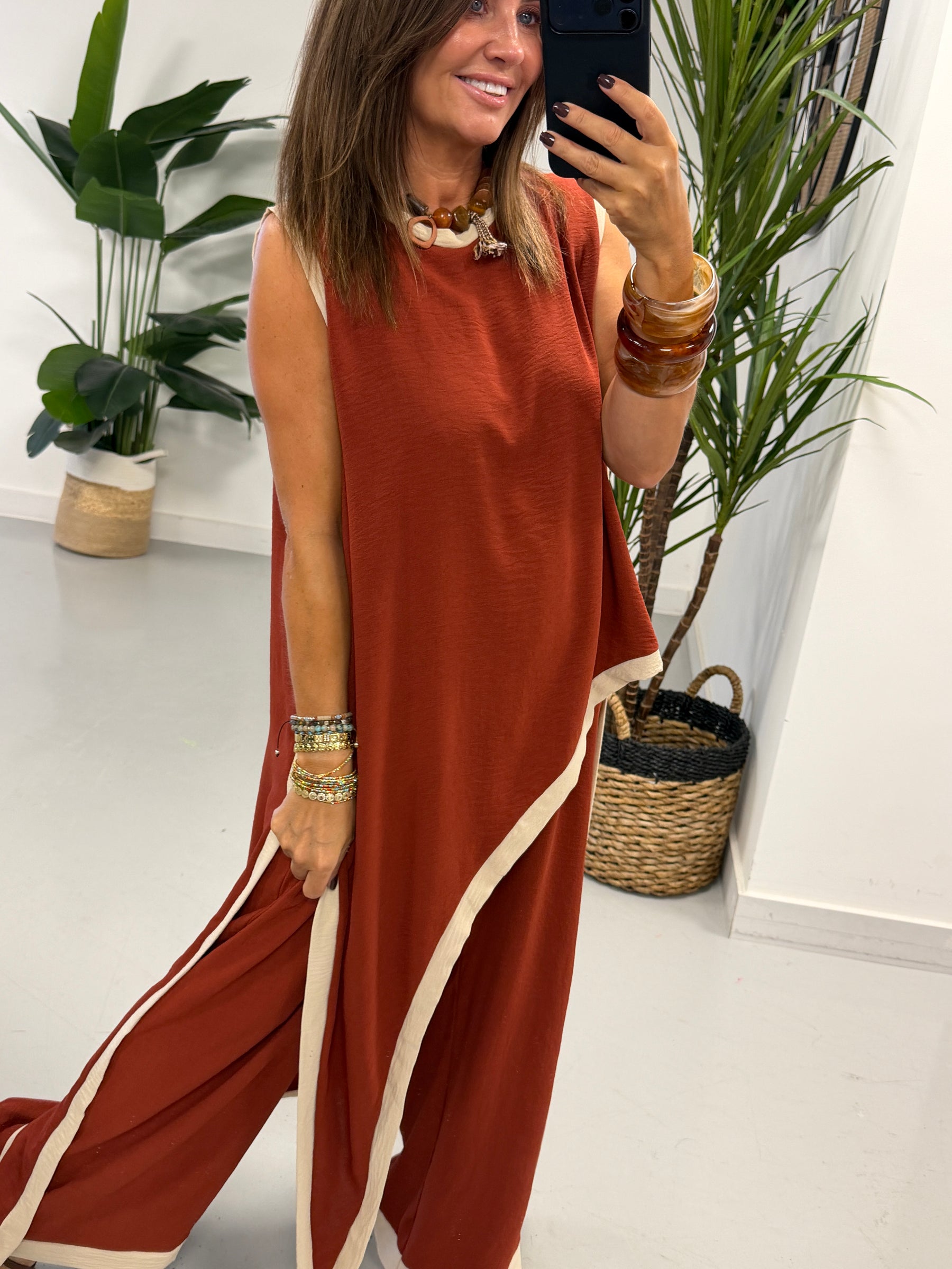 Two Tone Asymmetric Co-ord - Rust