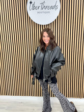 The Vegan Leather Belted Bomber - Black
