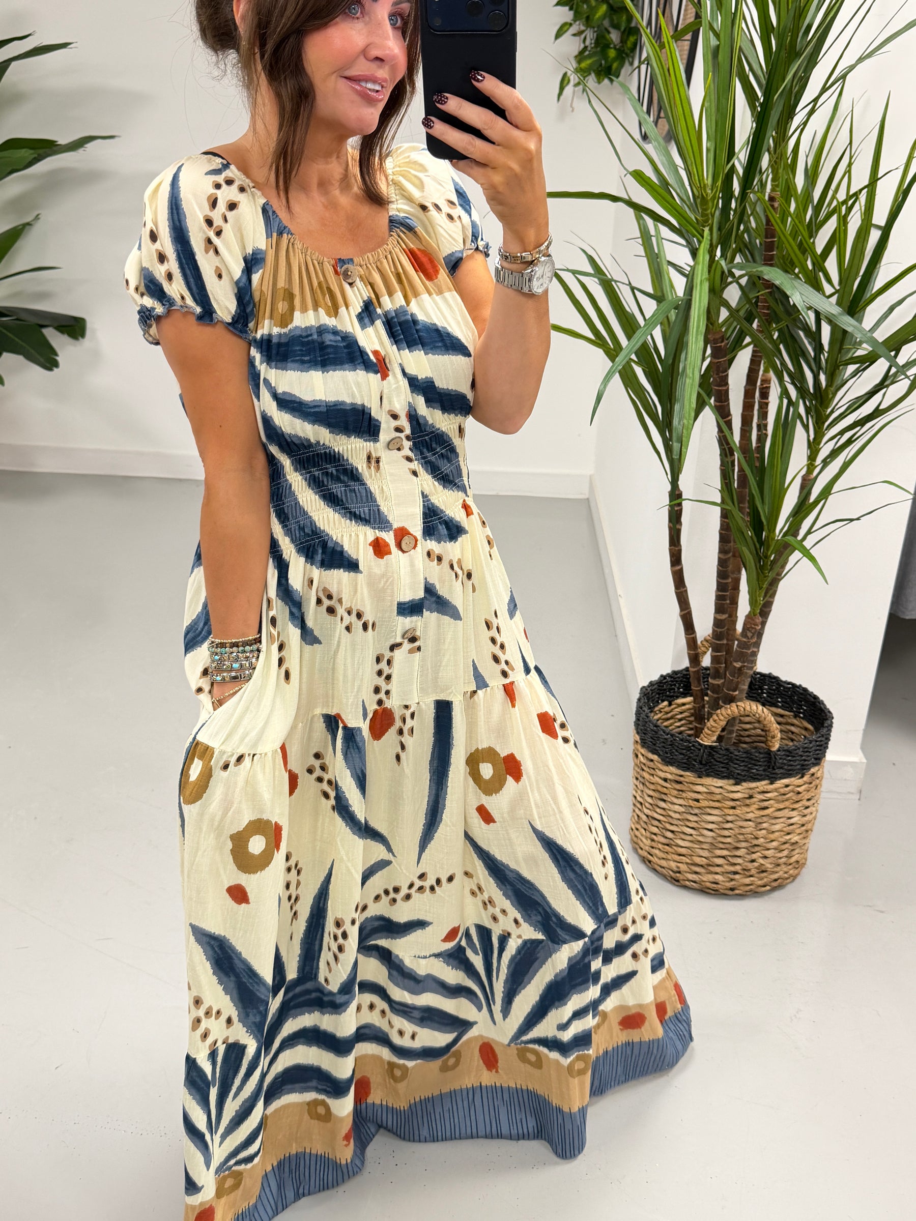 The Tribal Button Maxi - Denim