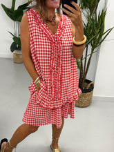 The Gingham Frill Tunic- Red