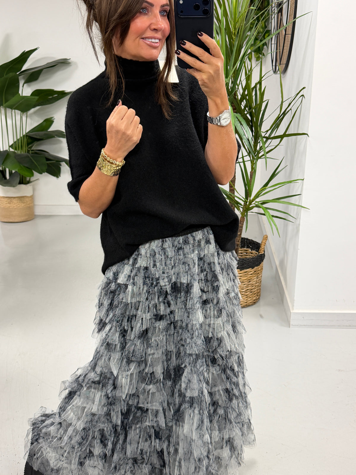 The Manhattan Tiered Tulle Skirt - Black (Size 12-20)