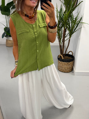 Crinkle Utility Top - Pistachio