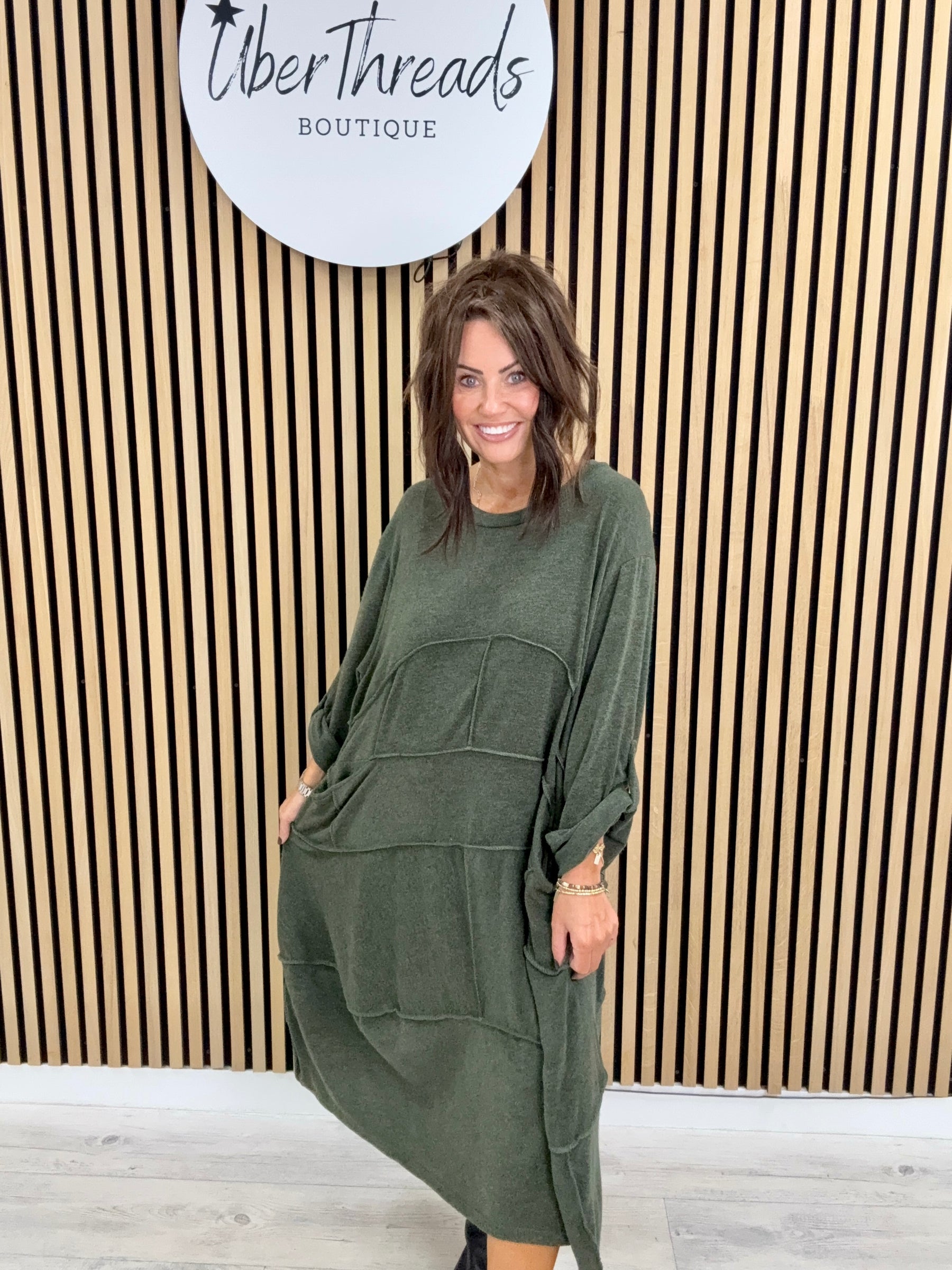 The Slouch Pocket Dress - Khaki