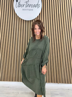 The Slouch Pocket Dress - Khaki