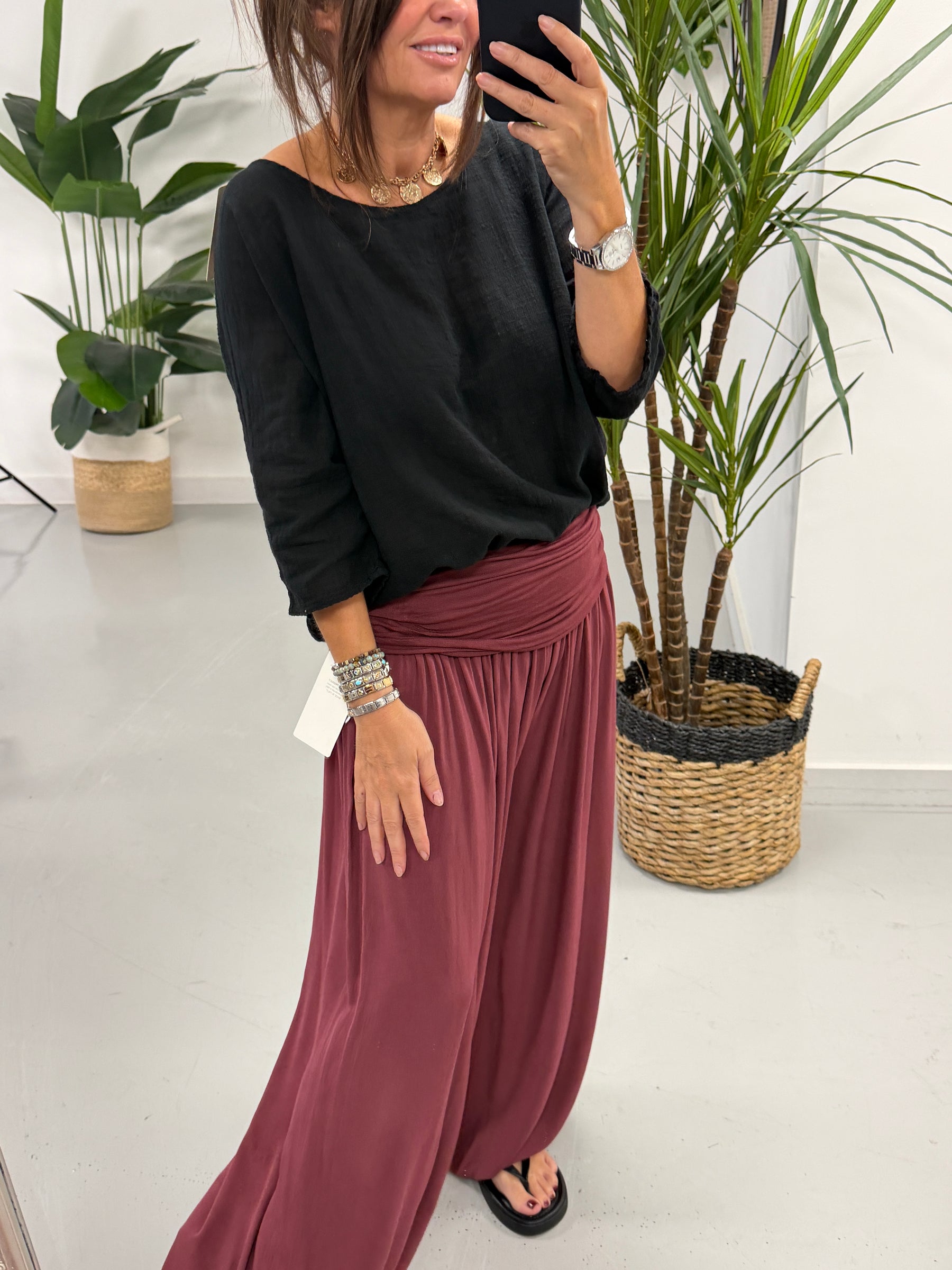 Ali Baba Slouch Pants - Wine