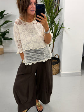 Lyra Lace Mesh Tunic - Cream