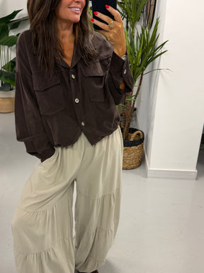 The Needlecord Utility Shacket - Chocolate