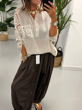 Crochet Pocket Hi Lo Tunic - Mushroom