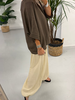 The Crinkle Boxy Tunic - Chocolate