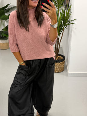 Crop Sleeve Knit - Blush