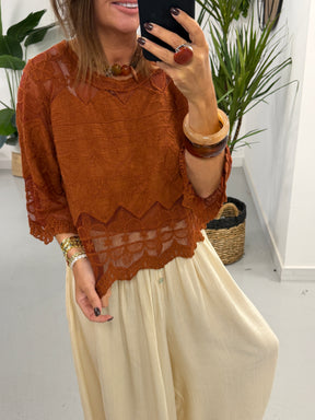 Seville Lace Top - Rust