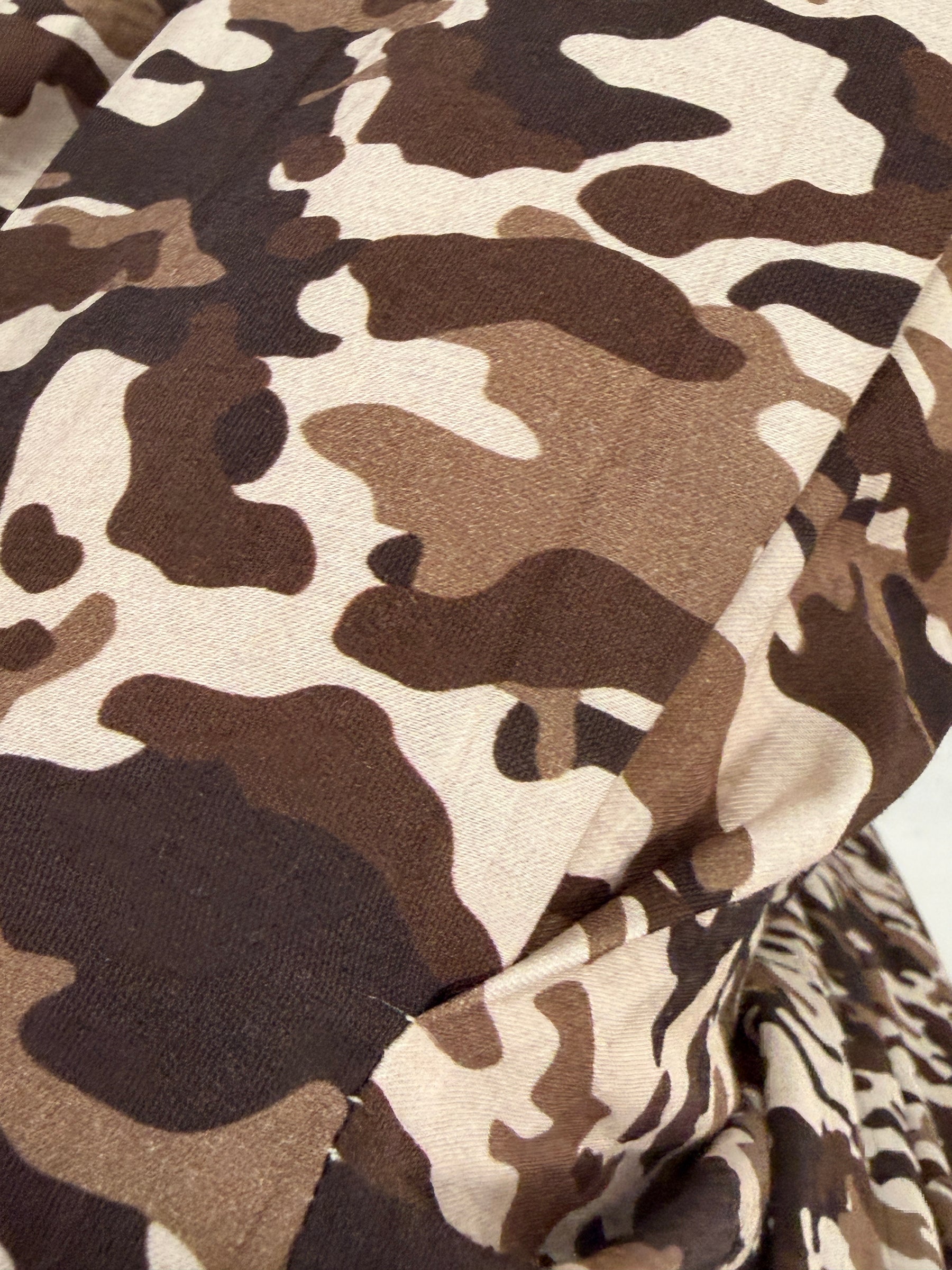The Shirred TicToc Crinkle Balloon Trouser - Chocolate Camo