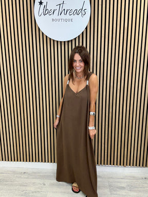 The Spring Shoulder Maxi - Chocolate