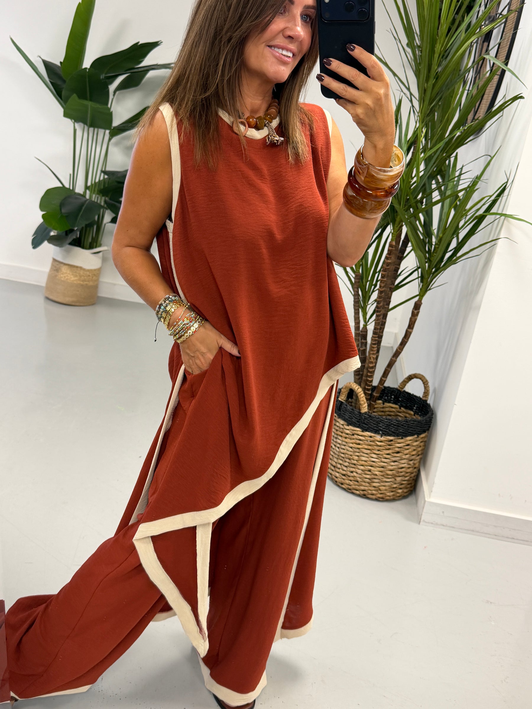 Two Tone Asymmetric Co-ord - Rust