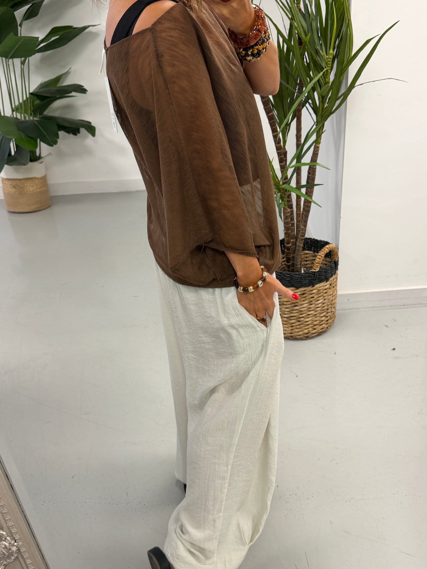 The Rae Summer Lightweight Layering Knit - Chocolate