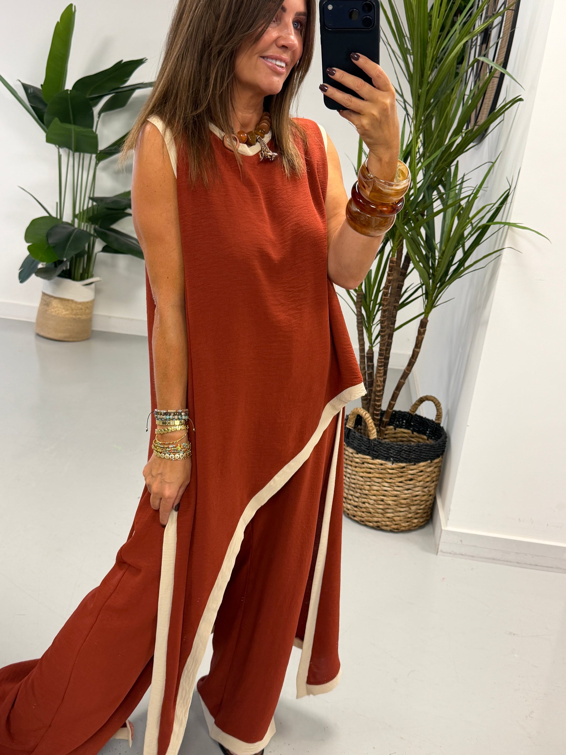 Two Tone Asymmetric Co-ord - Rust