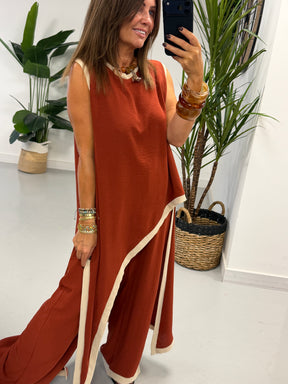 Two Tone Asymmetric Co-ord - Rust