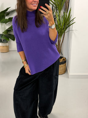 Crop Sleeve Knit - Purple (Size 10-18)