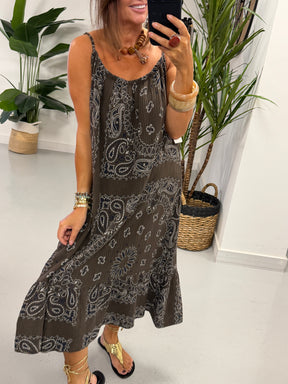 Valencia Bandana Slouch Dress - Chocolate